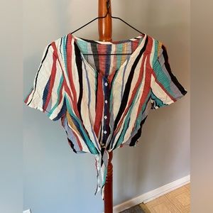Striped crop top with tie